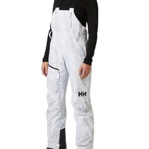Helly Hansen White Snow Bib Pants with Black Accents